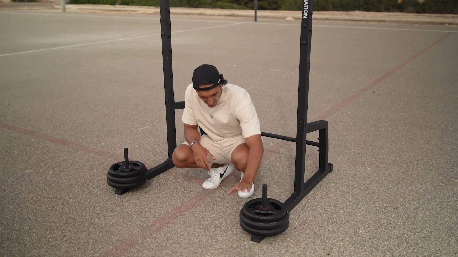50 kg of weight added to the Gornation Pull Up Station weight pins for stability testing