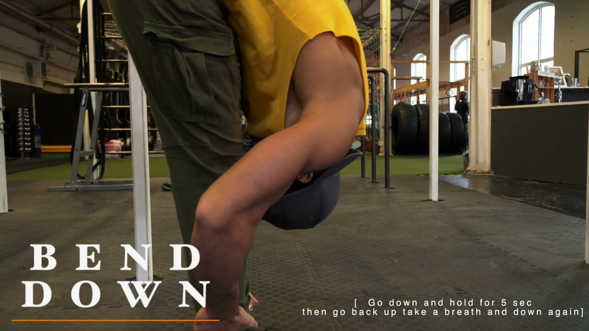 Second flexibility exercise for V-sit muscle up: hip flexor and lower back stretch targeting the range needed for the bar leg-pass